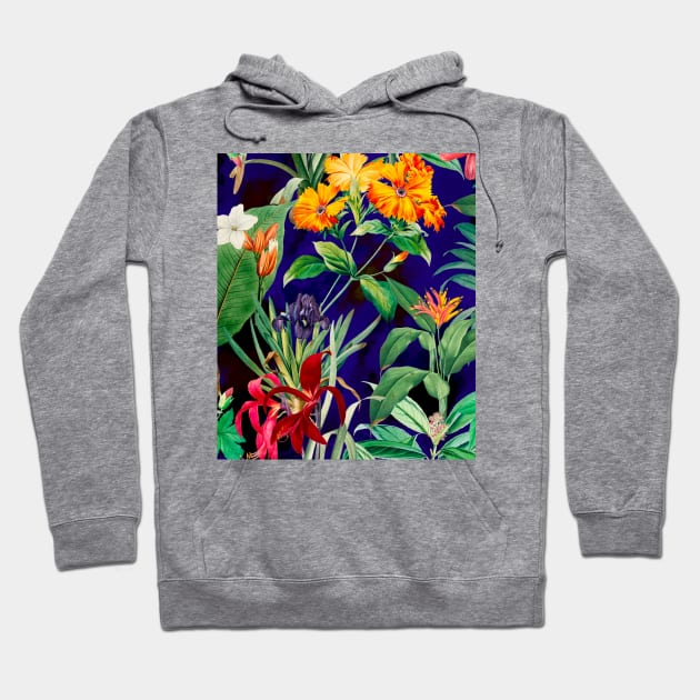 Colorful tropical floral leaves botanical illustration, tropical plants,leaves and flowers, blue leaves pattern Hoodie by Zeinab taha